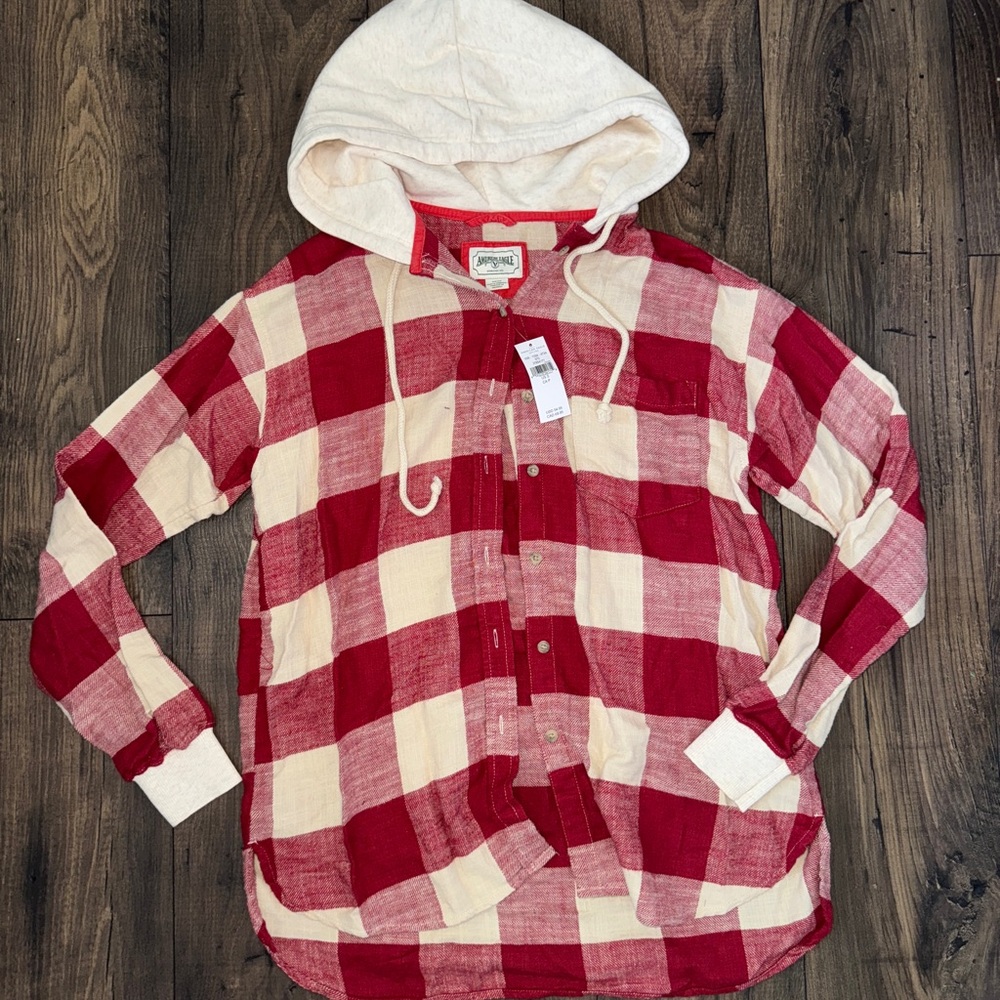 NWT American eagle hooded flannel